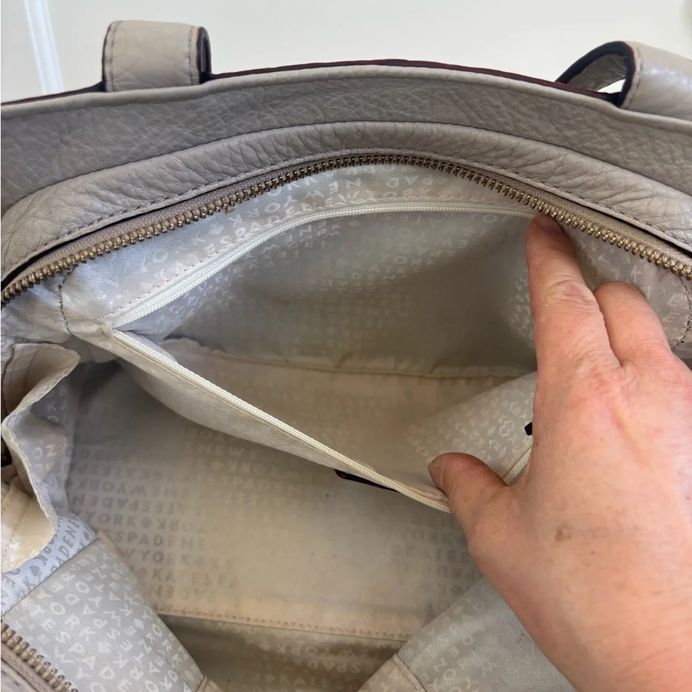Kate Spade Grey Street Pebbled Taupe Leather Satchel Tassel WKRU3169 Handbag